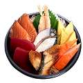 Naeki's Deluxe chirashi donburi with tuna, salmon, mackerel, shrimp, unagi, tamagoyaki, and crab stick.